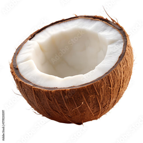 Coconut half isolated on transparent background
