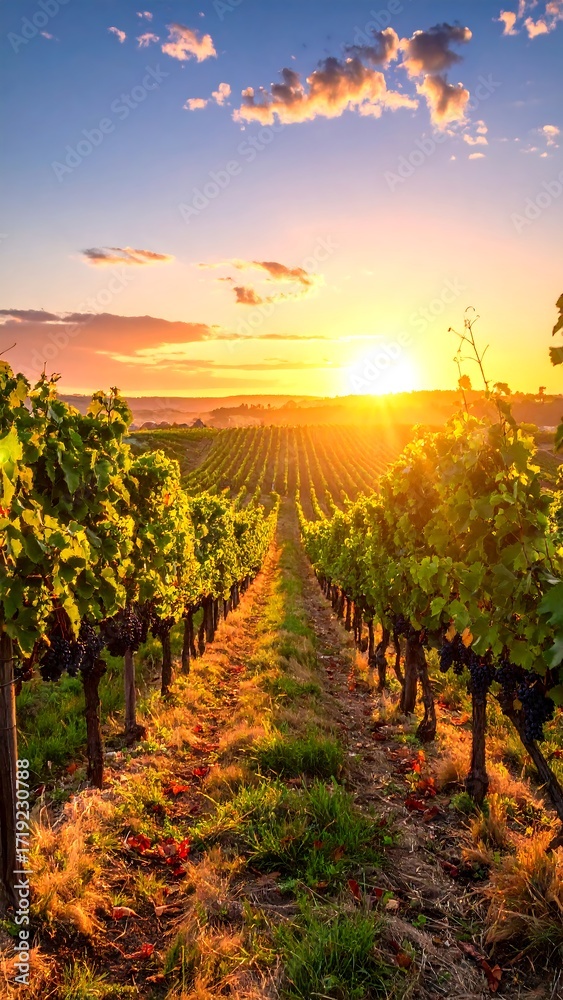 Naklejka premium Vineyard at sunset (7)