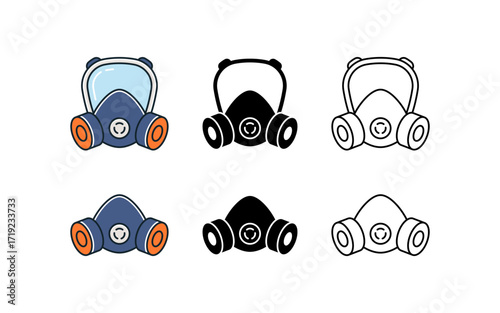 Medical respiratory mask iconisolated on white background. Full face gas mask icon.
