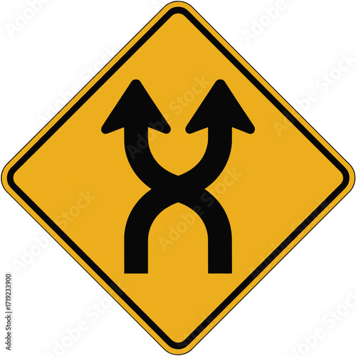 Scalable vector graphic diamond shaped yellow road sign traffic symbol intersection arrow silhouette vector illustration white background