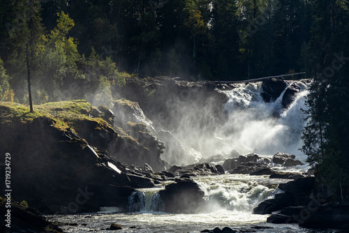 Foto Ristafallet waterfall, Indalsälven river, in Jämtland, Sweden