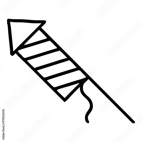 Firework Rocket Illustration Celebration Festive Design Black and White