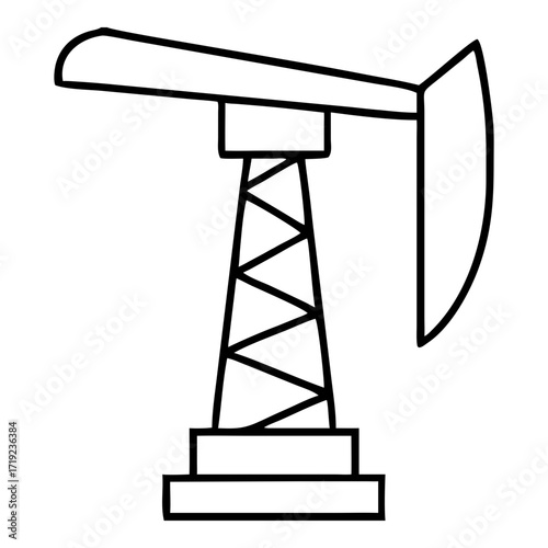 Oil Pump Jack Line Art Vector Icon Illustration