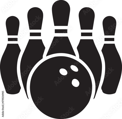 Bowling Ball and Pin Arrangement Vector Graphic

