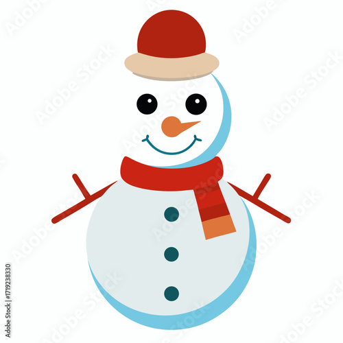 snowman with red hat and scarf