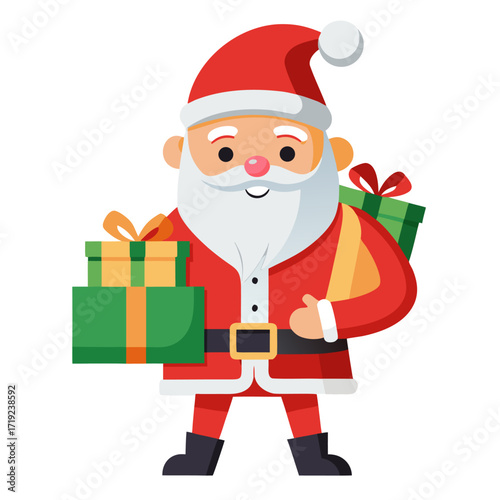 santa claus with gift box