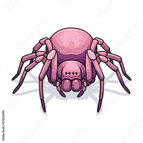 Vector Illustration of Cute Pink Spider in Minimalist Style with Soft Pastel Colors