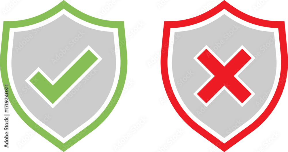 Obraz premium Shield icons representing approval and rejection
