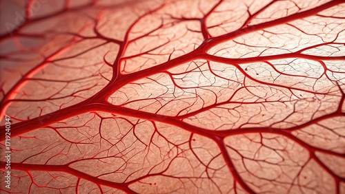 Capillaries visible beneath thin skin layer showcasing intricate blood vessel structure and network