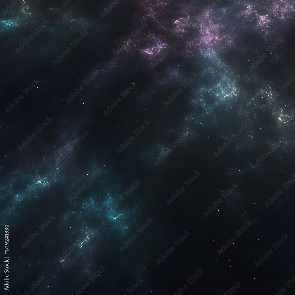 Fototapeta premium Cosmic Nebula Background Teal Purple Space Stars