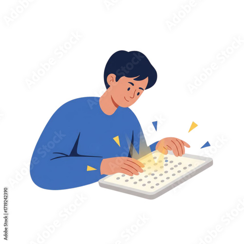 person reading braille