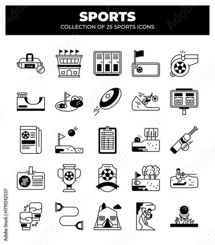 Collection of 25 Sports Icons. A Visual Guide to Various Sports and Games