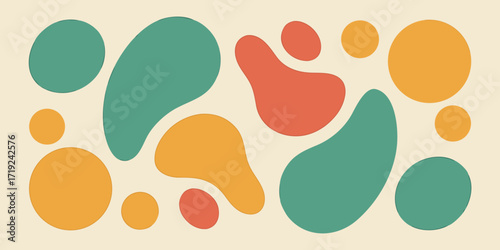 Abstract organic shapes in retro color palette