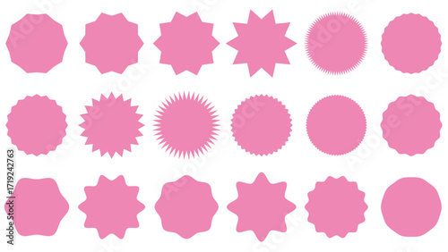 ギザギザフレームセット　セールステッカー　ピンク
Jagged Frame Set Sale Sticker Pink