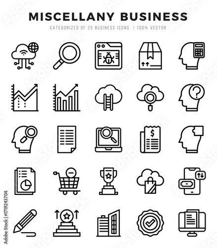 Miscellany Business icons set. Vector illustration.