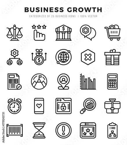 set of business growth icons in lineal style. lineal icons symbol collection.