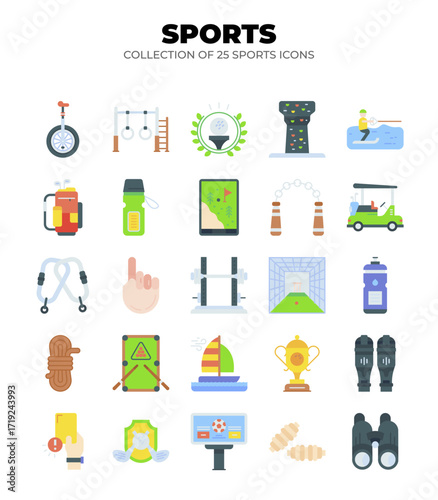 Collection of 25 Colorful Sports Icons. A Vibrant Guide to Various Sports and Activities
