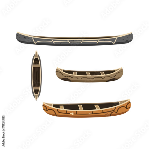 Collection of different types of canoes.