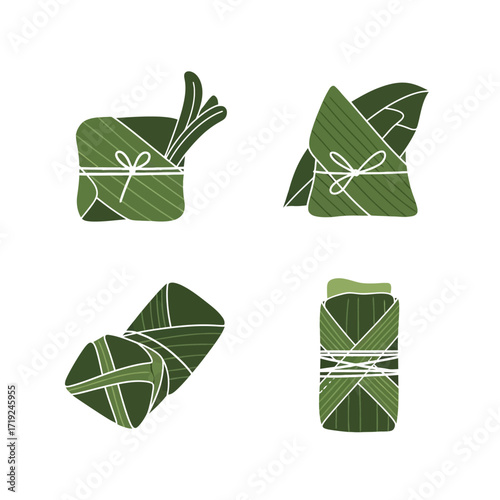 four types of wrapped food items.