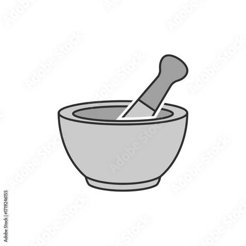 Mortar and pestle illustration for grinding and mixing ingredients.