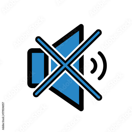 Muted audio speaker icon with a cross symbol indicating silence or no sound.