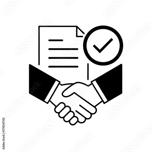 Successful deal handshake icon