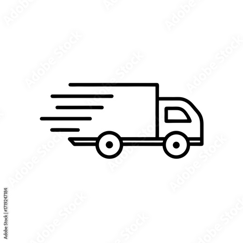 Fast delivery truck line icon