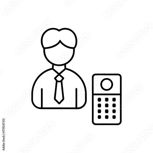 Man with tie and old telephone