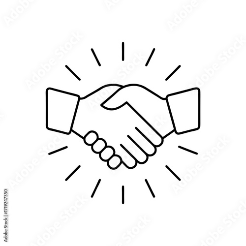 Outline handshake with rays