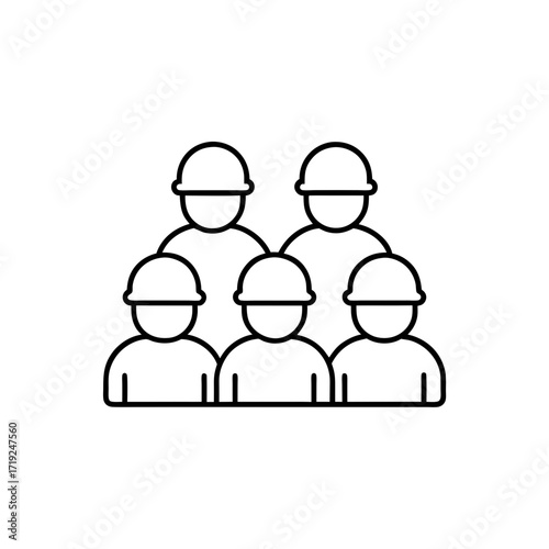 Group of workers with helmets