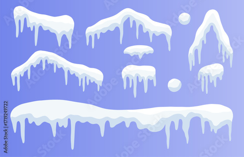 Snowcap frames with frosty icicles for winter designs