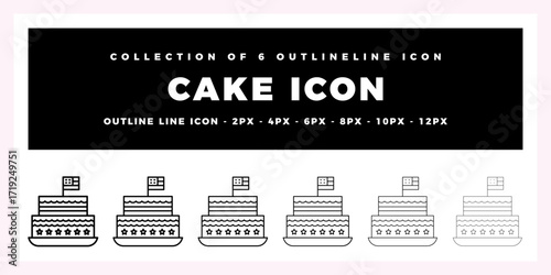 Collection of 6 Outline Cake Icons
