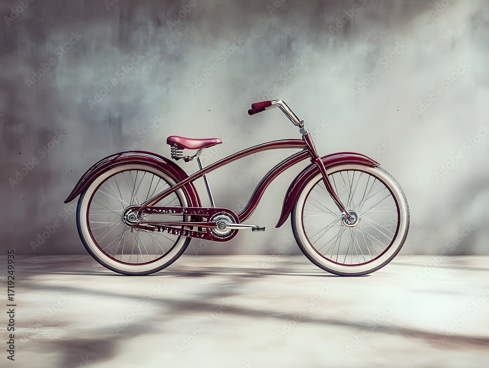 Obraz premium Vintage Red Bicycle Against Minimalistic Urban Background