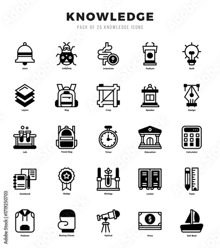 Set of Lineal Filled Knowledge Icons. Lineal Filled art icon. Vector illustration