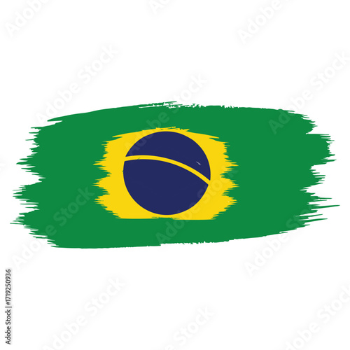 Brazil Flag Brush Stroke Design – National Symbol Art Illustration