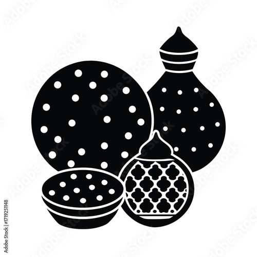 chebakia with colorful moroccan ceramics