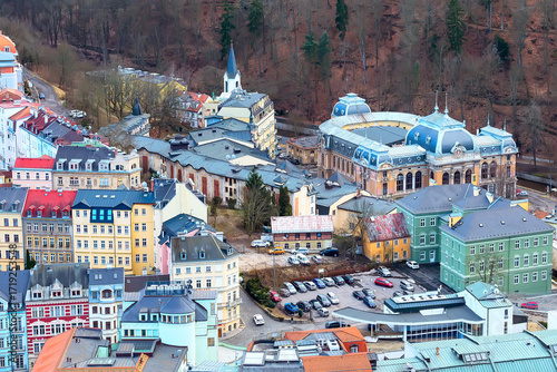 Karlovy Vary aerial panorama, Czech Republic