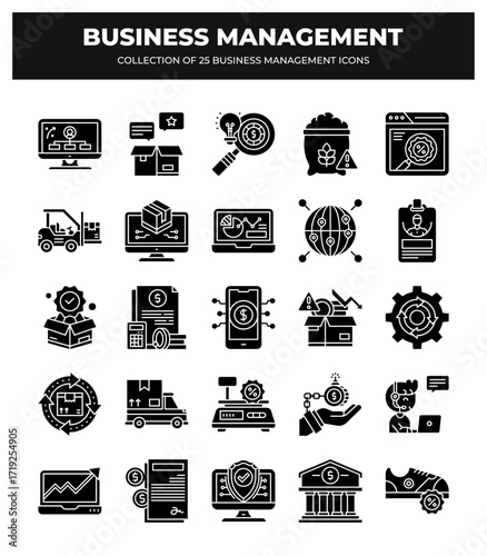 Collection of 25 Business Management Icons: Streamline Your Workflow