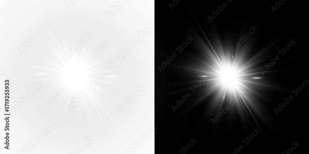 Obraz premium Sky, white, sun, light, and stars create the magic of PNG. The PNG overlay adds a transparent, radiant glow.
