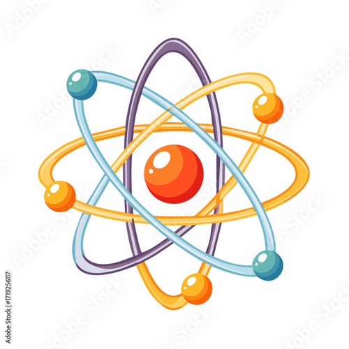 Atom with orbiting Electrons: A visually stunning representation of an atom, complete with a central nucleus and orbiting electrons.