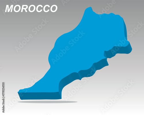 Trendy 3D vector map of Morocco in a modern isometric style, perfect for geographic infographics, presentations, technology, and travel projects