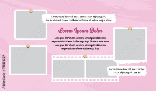 Pictures or photos frame collage layout abstract photo frames and digital photo wall template