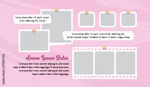 Pictures or photos frame collage layout abstract photo frames and digital photo wall template