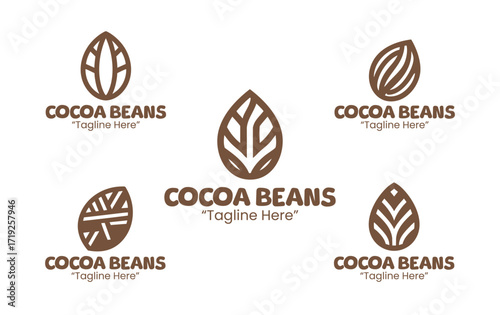 5 Cocoa Beans Logo Set Organic Cocoa Branding Collection