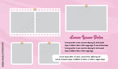 Pictures or photos frame collage layout abstract photo frames and digital photo wall template