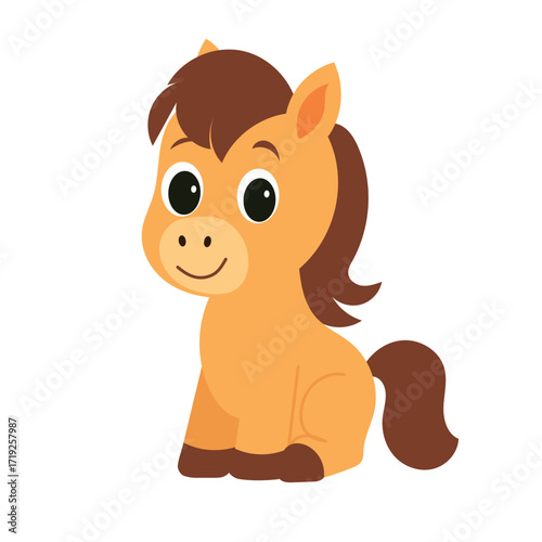 Cute Cartoon Pony is Sitting