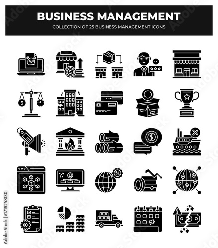 Collection of 25 Business Management Icons: Streamline Your Workflow