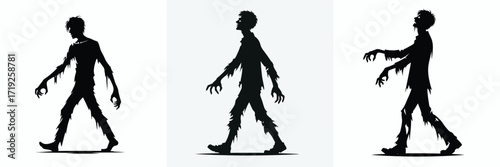 vector silhouette of a walking zombie halloween