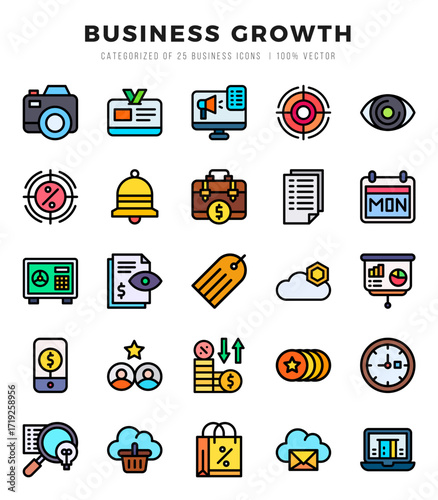 Business Growth web icons in Lineal Color style.