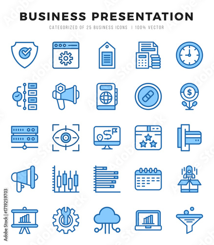 Business Presentation icon pack for your website. mobile. presentation. and logo design.